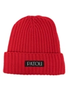Patou Logo-patch Ribbed Beanie In Red