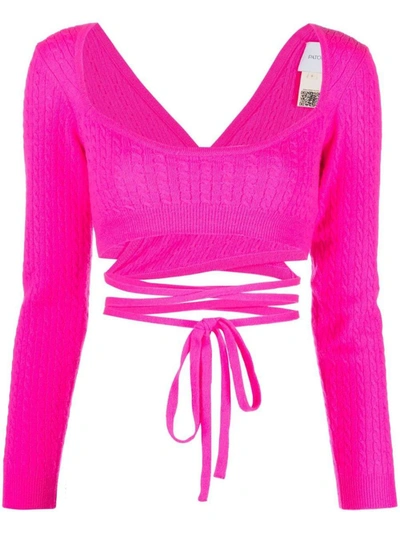 Patou Cropped Tie-fastening Top In Pink