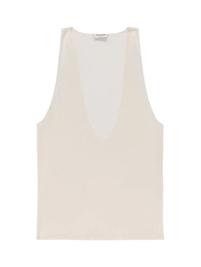 Saint Laurent Cassandre Sleeveless Top In Naturel