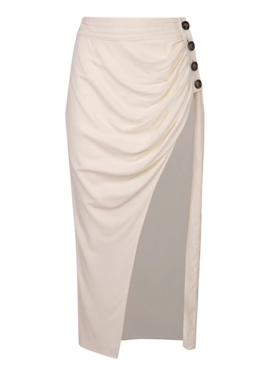 Self-portrait Wrap Midi Skirt In White