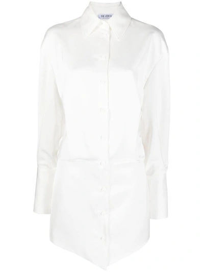 Attico Silvye Satin Mini Shirt Dress In White