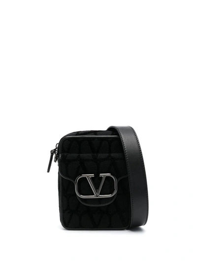 Valentino Garavani Toile Iconographe Mini Loc Ossbody Bag In Black