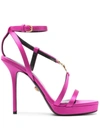 Versace 110mm Stiletto Heel Platform Sandals In Waterlily/gold