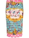 Versace X Dua Lipa Butterflies-print Pencil Skirt In Blue/ivory/pink