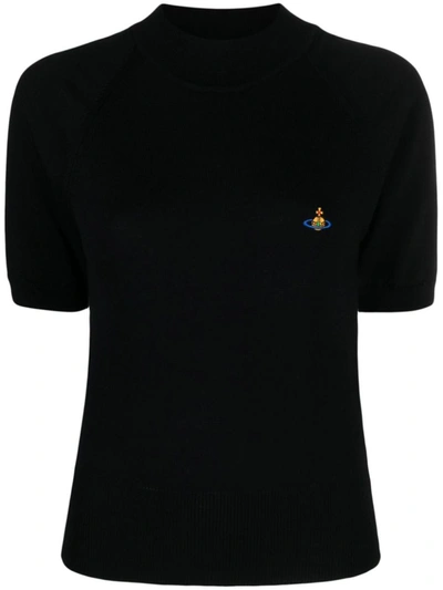 Vivienne Westwood Bea Logo Knitted T-shirt In Black