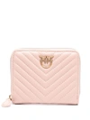 Pinko Love Birds Chevron-quilted Wallet In Pink