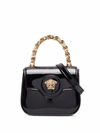 Versace La Medusa Mini Bag In Patent Leather In Nero E Oro