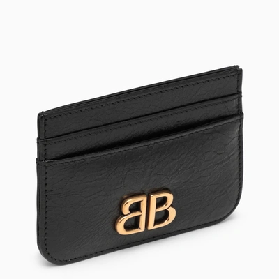 Balenciaga Monaco Black Leather Card Holder With Logo