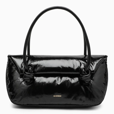 Jil Sander Small Black Leather Shoulder Bag In Cream