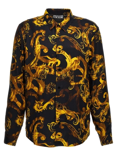 Versace Jeans Couture Abstract-print Long-sleeve Shirt In Black