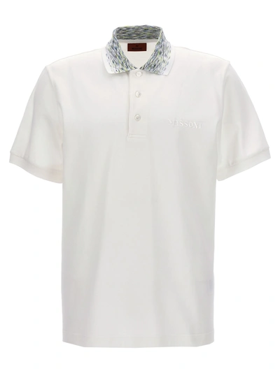Missoni Logo Embroidery Polo Shirt In White