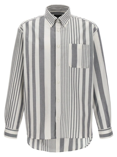 Apc A.p.c. Mateo Striped Oxford Shirt In Grey