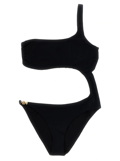 Versace Medusa Plaque Detail Swimsuit In Black