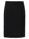 Versace Tailored Stretch Wool Midi Skirt With Logo Detail