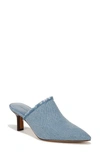 Vince Penelope Frayed Denim Mules In Blue