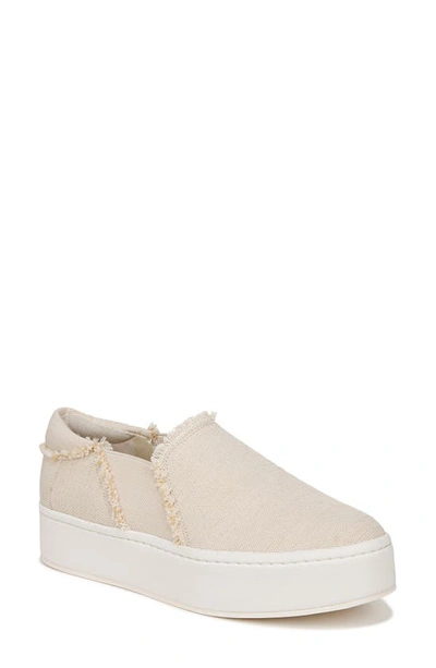 Vince Warren Fray Slip-on Platform Sneakers In Moonlight Beige Fabric