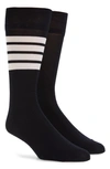 Thom Browne Stripe Crew Socks In Navy