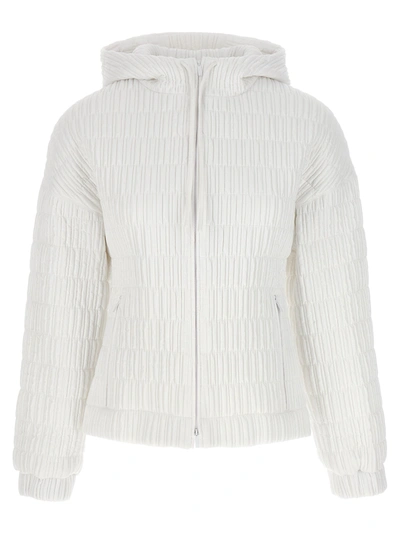 Ferragamo Salvatore  Quilted Hooded Bomber Jacket In White
