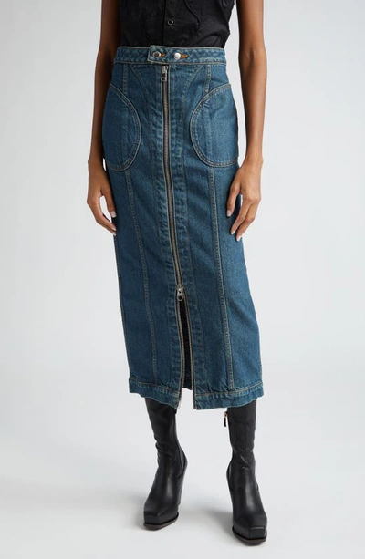 ECKHAUS LATTA ZIP DENIM PENCIL SKIRT