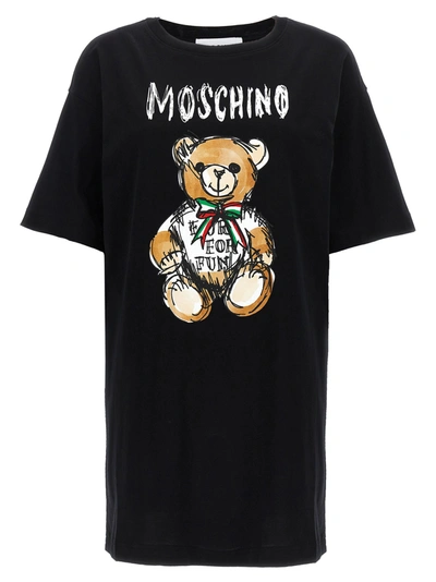 Moschino Teddy Bear T-shirt Dress In Black