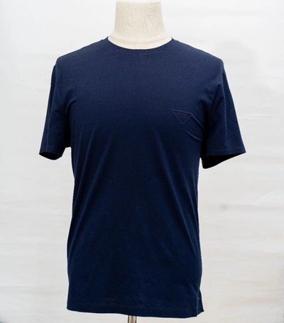 Pre-owned Prada Navy Men's T-shirt With Logo Patch