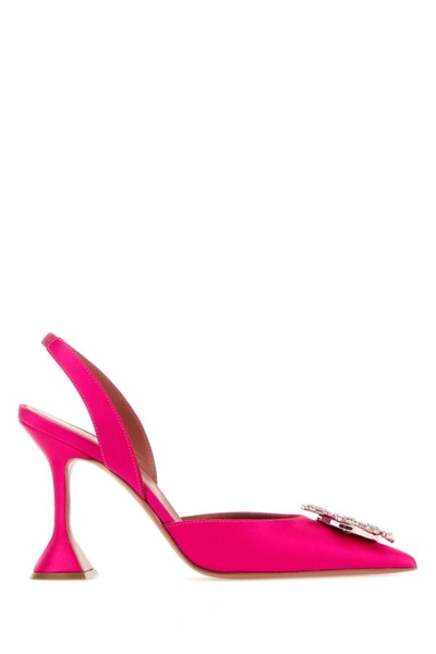 Amina Muaddi 'begum' Satin Slingback Pumps In Pink