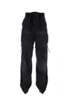 Balenciaga Stonewashed Cotton Cargo Pantaboots With Detachable Belt In Black