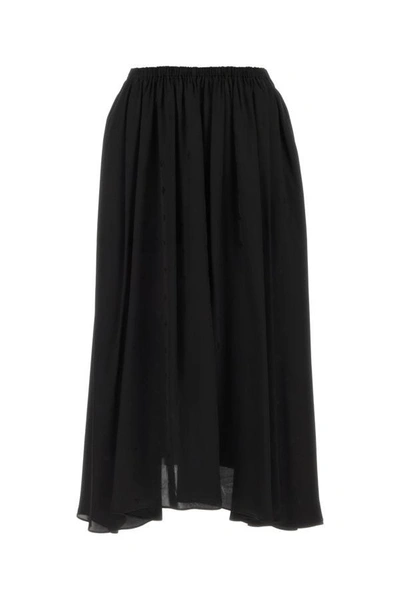 Balenciaga Woman Black Satin Skirt