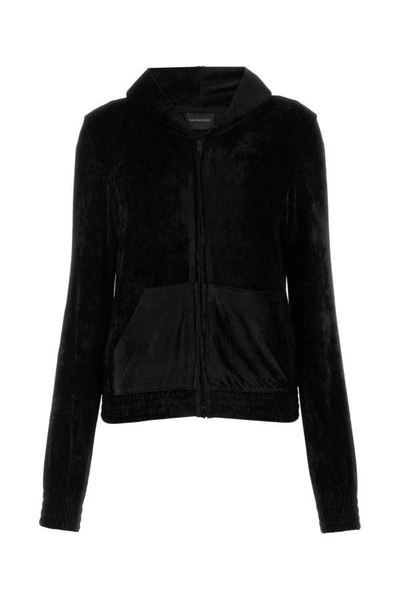 BALENCIAGA BALENCIAGA WOMAN BLACK VELVET SWEATSHIRT