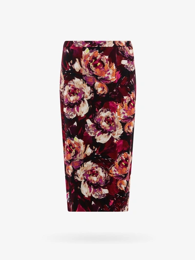 Dolce & Gabbana Peony-print Pencil Skirt In Multicolor