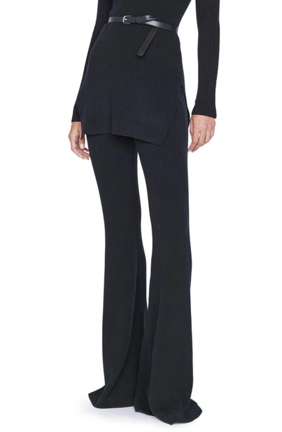 Frame Women's Rib-knit Cashmere-blend Flare Trousers In Noir