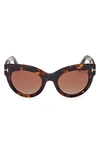 Tom Ford Lucilla 51mm Gradient Cat Eye Sunglasses In Brown
