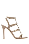 Valentino Garavani Rockstud Calfskin Ankle Strap Sandal 100 Mm Woman Poudre 42 In Pink