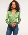 Ramy Brook Victoria Button Down Blouse In Spruce