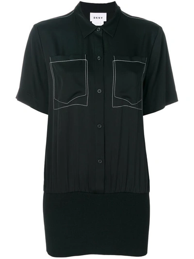 Dkny Short Sleeve Collared Shirt In Black