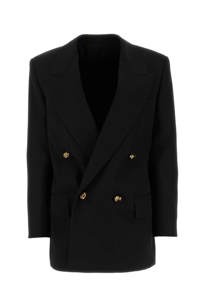 Bottega Veneta Womens Black Knot Peak-lapels Wool Blazer In Multicolor