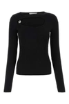 Coperni Unique Neckline Ribbed Viscose Top In Black