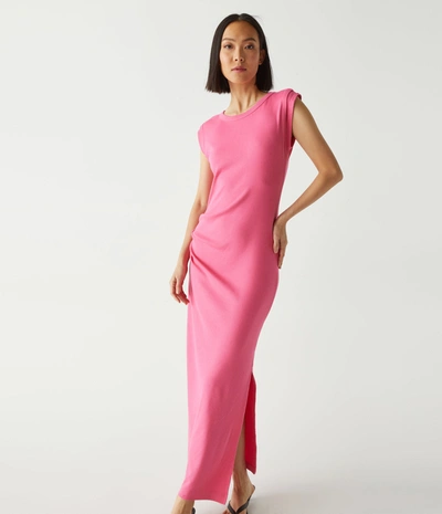 Michael Stars Calliope Power Shoulder Maxi Dress In Flamingo