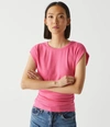 Michael Stars Joni Power Shoulder Tee In Flamingo