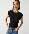 Michael Stars Joni Power Shoulder Tee In Black