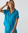 Michael Stars Bailey Gauze Button Down Shirt In Water