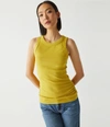 Michael Stars Halley Ribbed Tank With Ruching In Smoothie