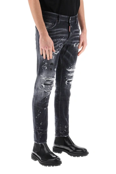 Dsquared2 Skater Distressed Straight-leg Jeans In Black