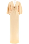 STELLA MCCARTNEY SATIN MAXI DRESS WITH CUT OUT RING DETAIL