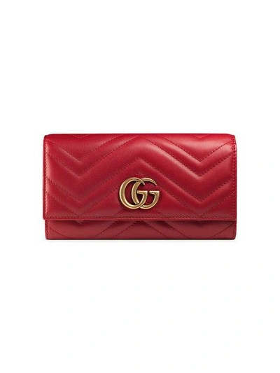 Gucci Gg Marmont Matelasse Leather Continental Wallet In Hibiscus Red