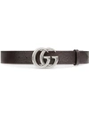 GUCCI LEATHER BELT WITH DOUBLE G BUCKLE,406831DJ20N12132413