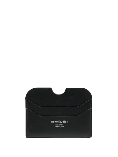 Acne Studios Mens Black Logo-print Leather Card Holder