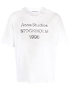 Acne Studios Mens Dusty White Exford 1996 Logo-print Cotton-jersey T-shirt In White