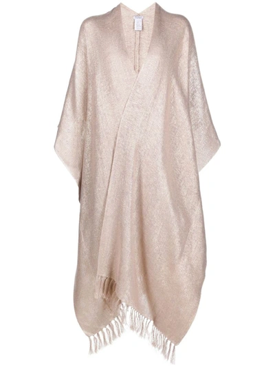Brunello Cucinelli Fringed Long-lenght Cape In 1051 Beige+oro