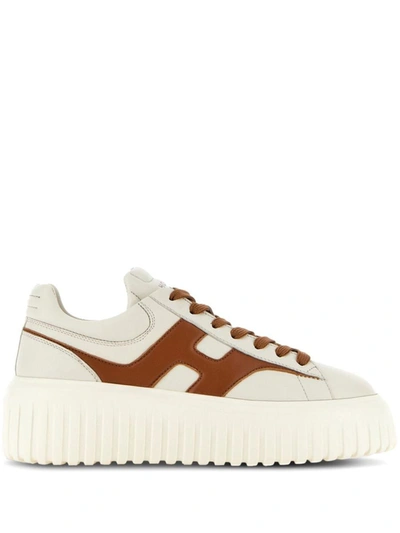 Hogan Trainers  H-stripes Brownwhite In Off White